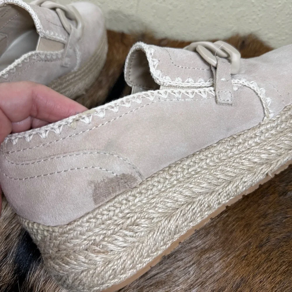 Dolce Vita Jhenee Women 9.5 Platform Espadrille Loafers Beige Suede Chunky Chain